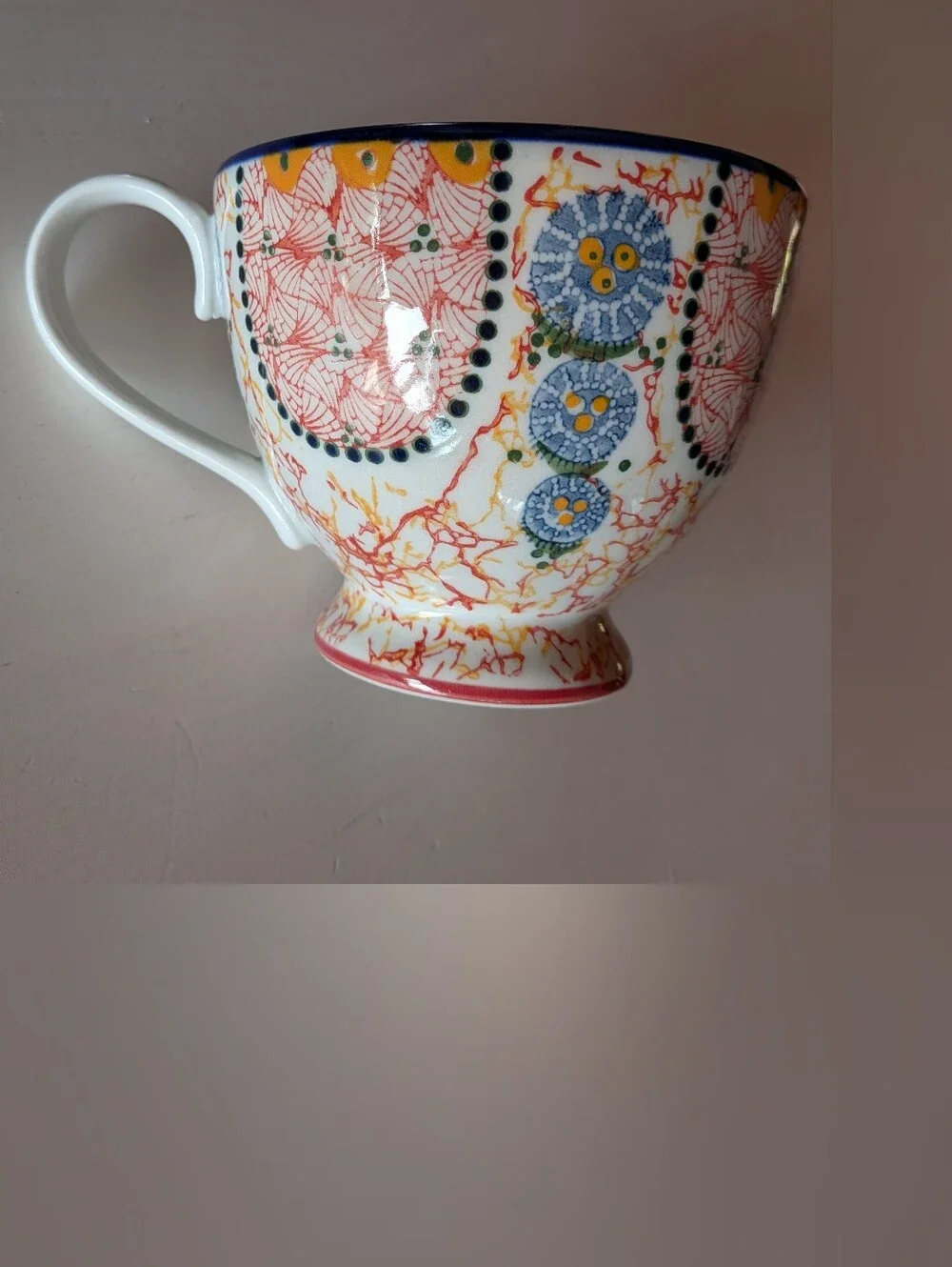 { Anthropologie } Kebaya Footer Pedestal Boho Mug